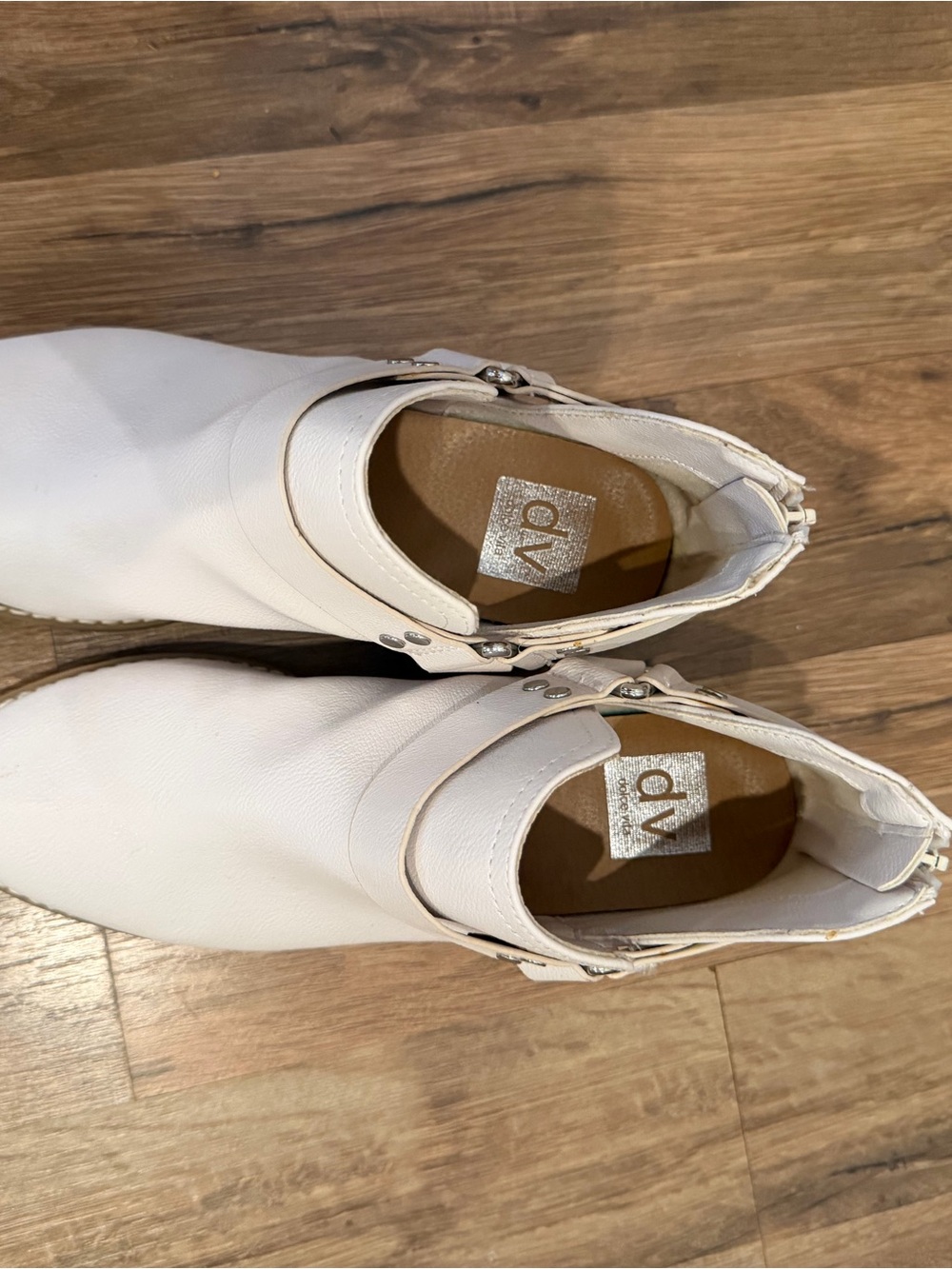 Dolce Vita White Ankle Booties with Buckle Detail - size 8